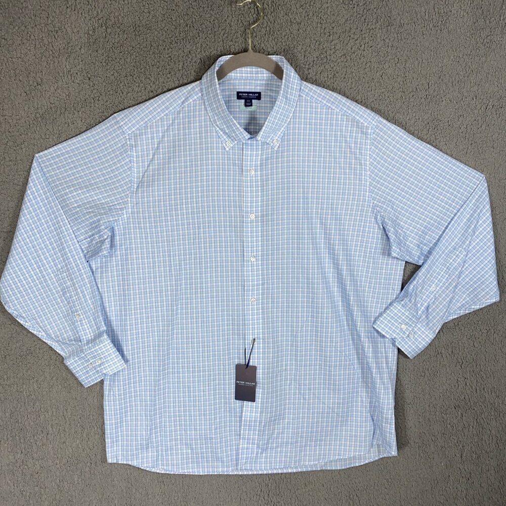 New PETER MILLAR Men’s Sz XXL Crown Crafted Flex‎ Finish Dress Shirt Turquoise